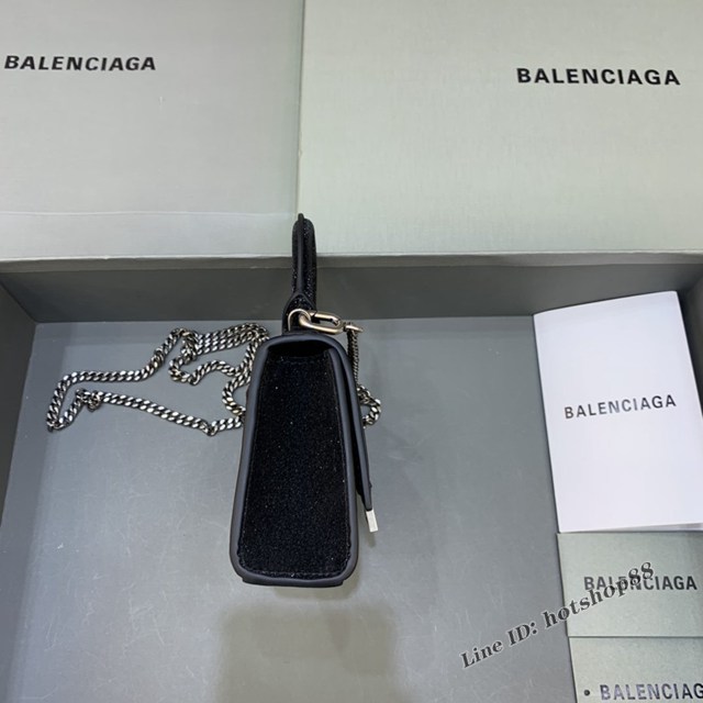 Balenciaga專櫃爆款手提女包 巴黎世家閃黑色mini Hourglass沙漏包 fyj1013